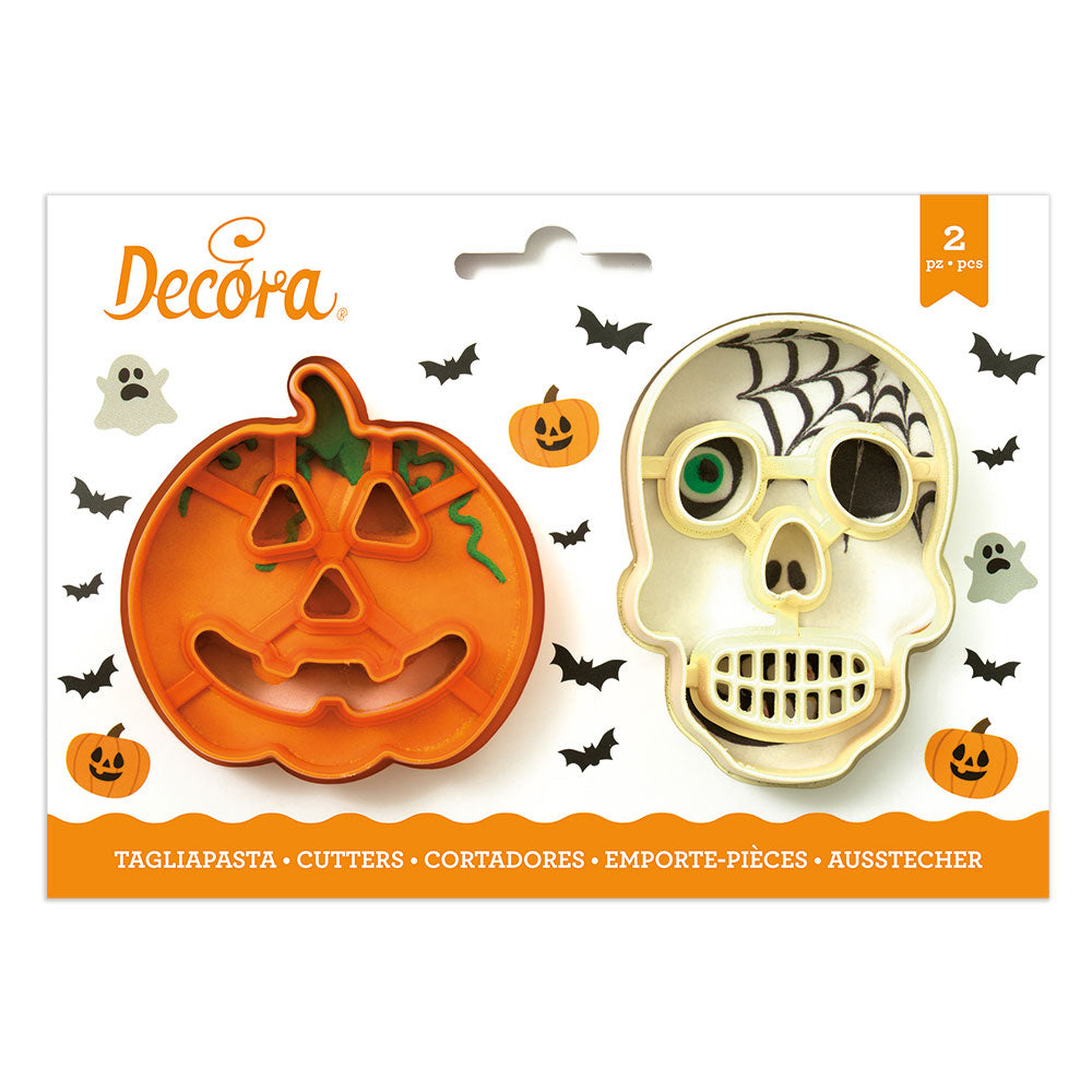 decora halloween cookie cutter pumpkin and skul
