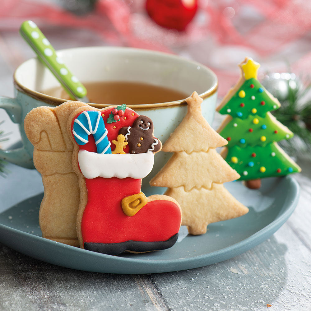 decora christmas cookie cutter boot and christmas tree