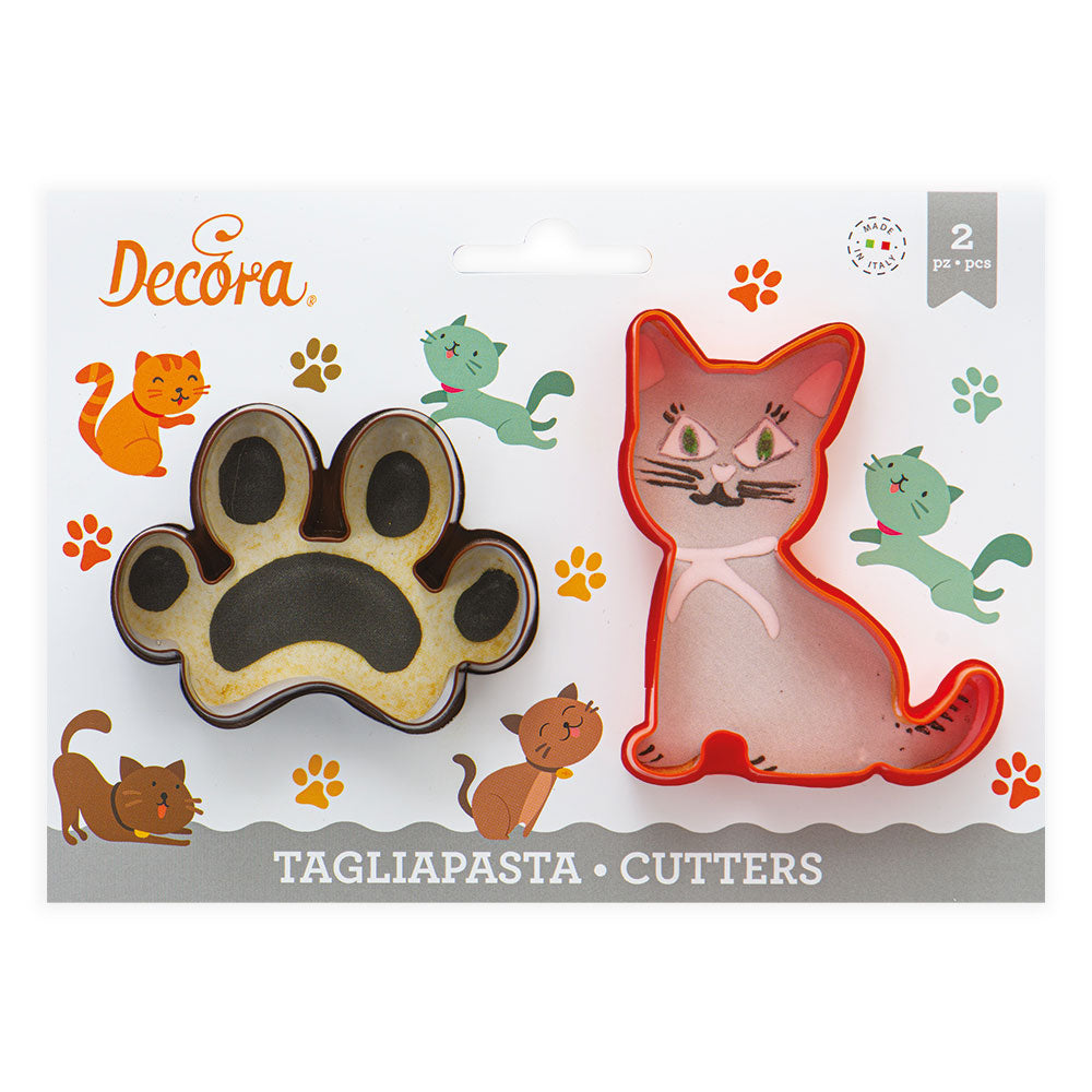 decora cat cookie cutters and paw print