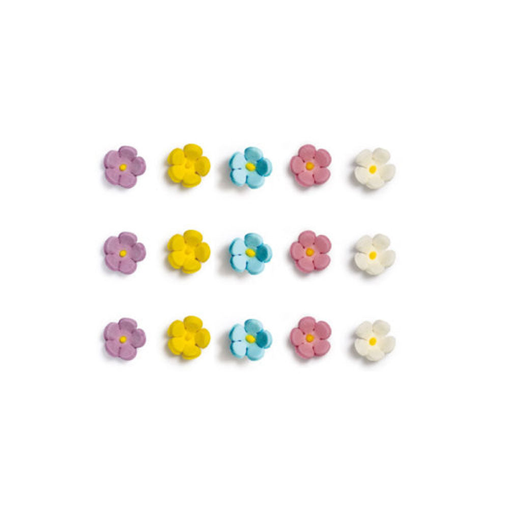Decora sugar flowers mixed colours pink, blue, yellow, purple, white