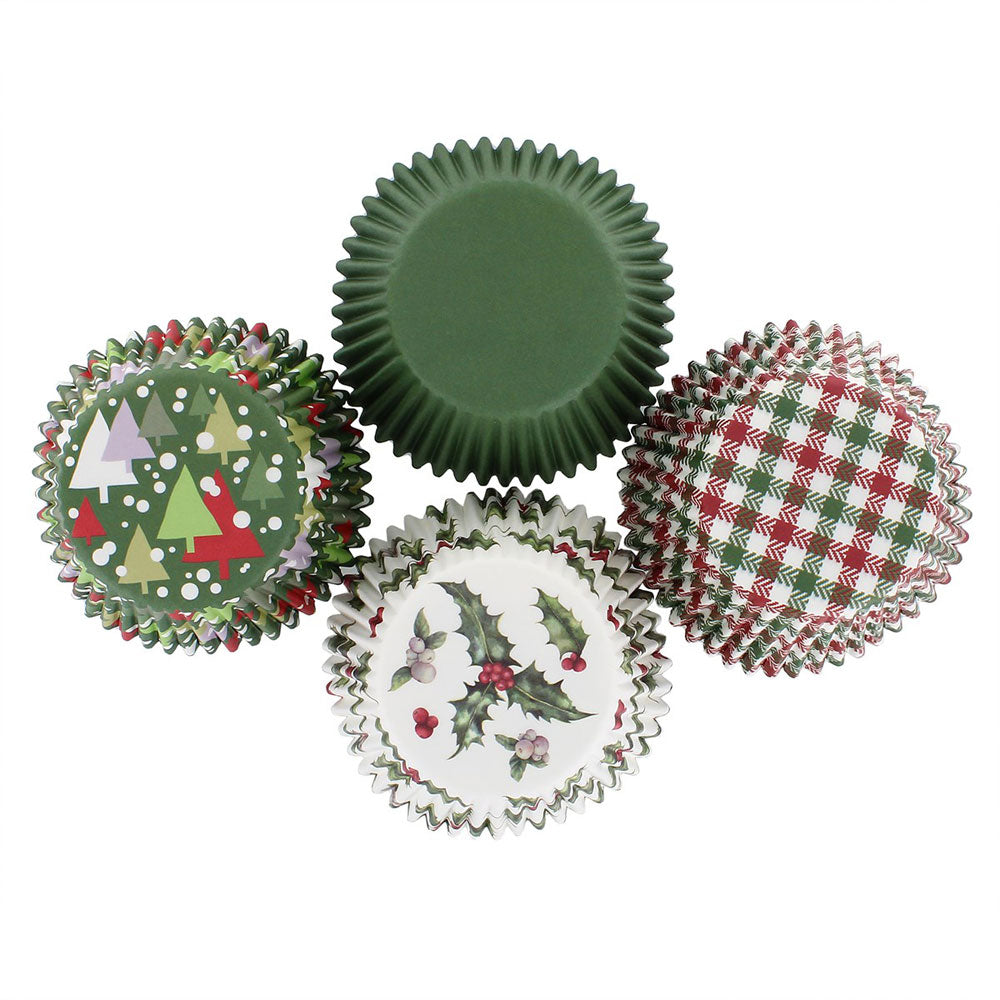 Christmas cupcake cases holly design