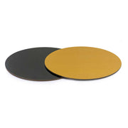round black and gold cake board