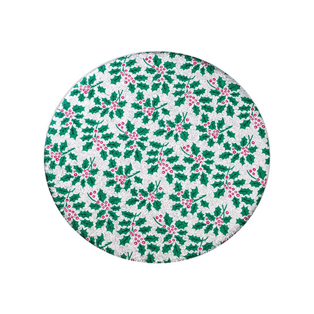 Christmas cake board 10 holly design