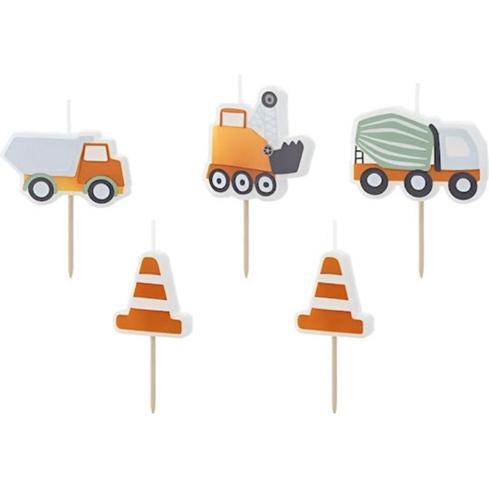 PartyDeco Birthday Candles road works diggers and traffic cones