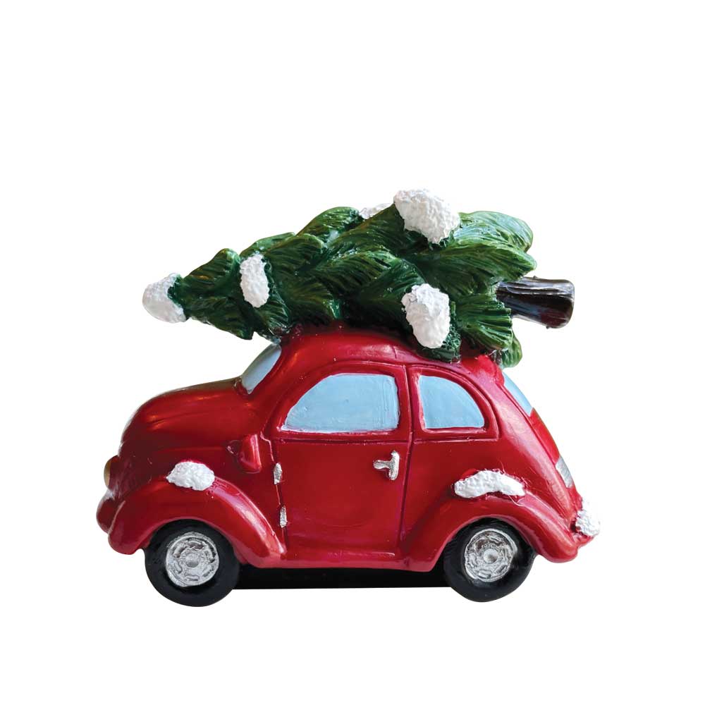 Cake Topper - Red Car with Christmas Tree