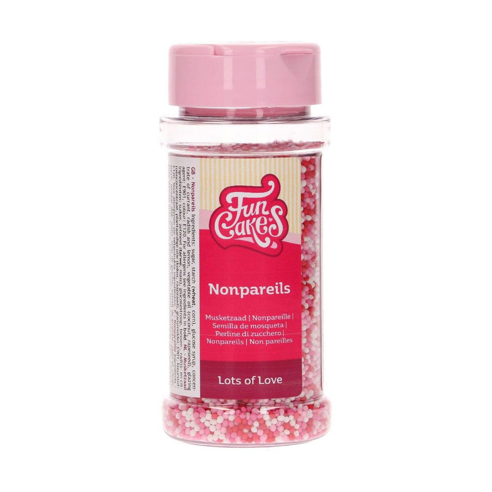 funcakes lots of love pink, red and white nonpareils