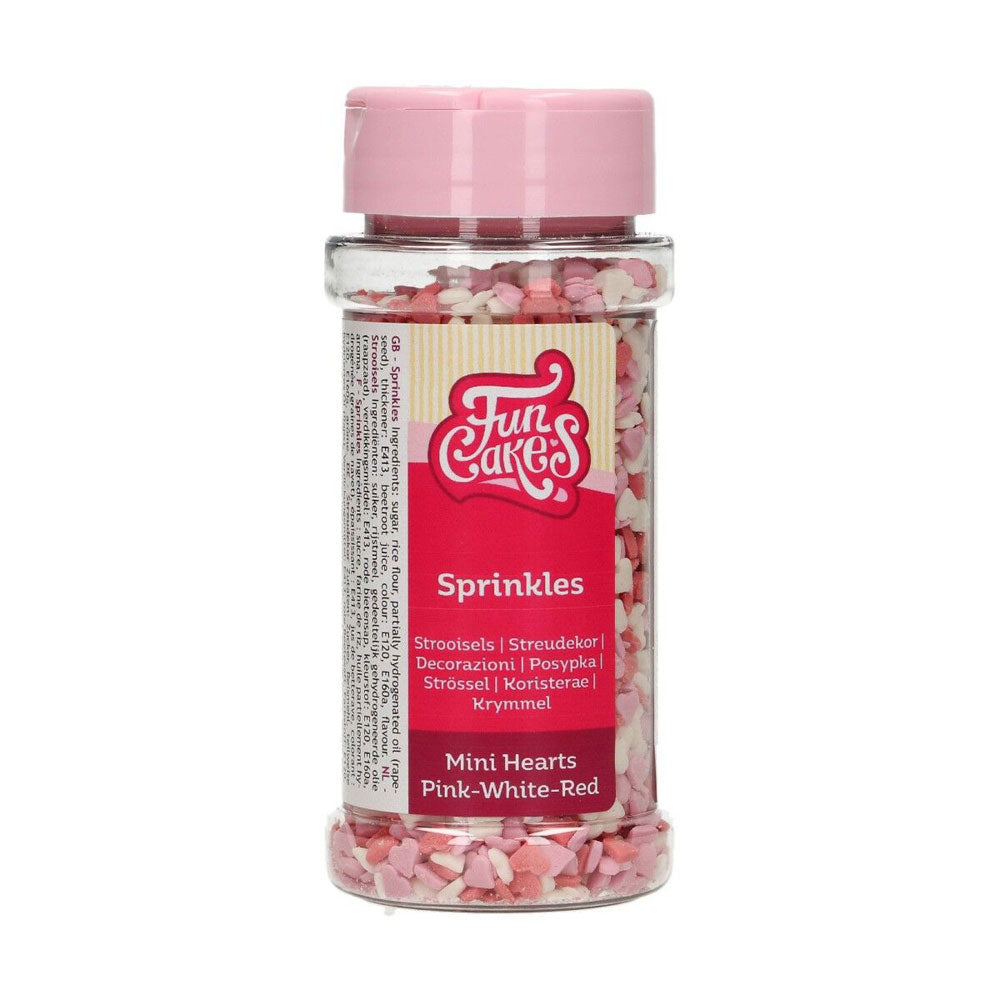 funcakes mini heart sprinkles pink and white