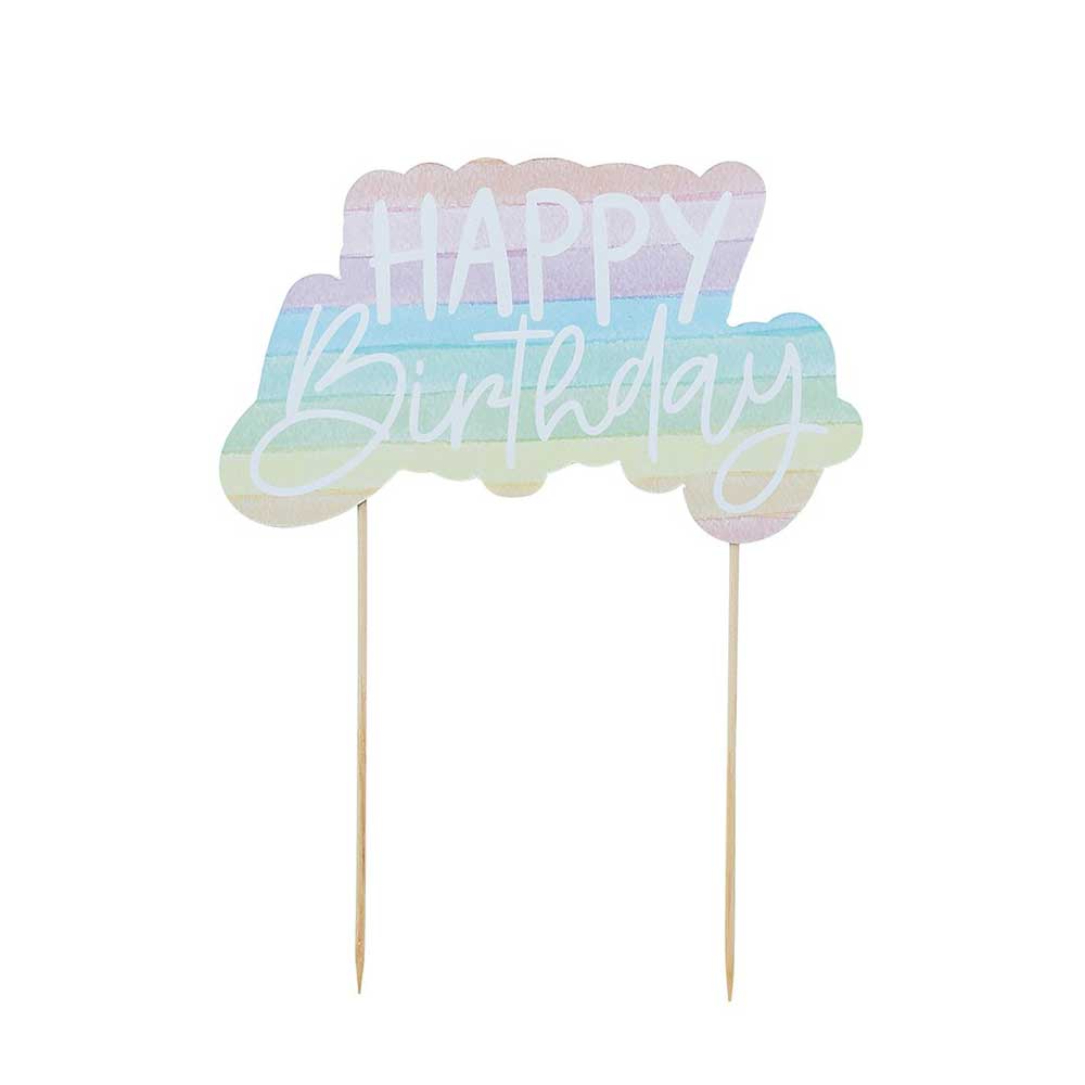 Birthday Cake Topper - Happy Birthday Rainbow