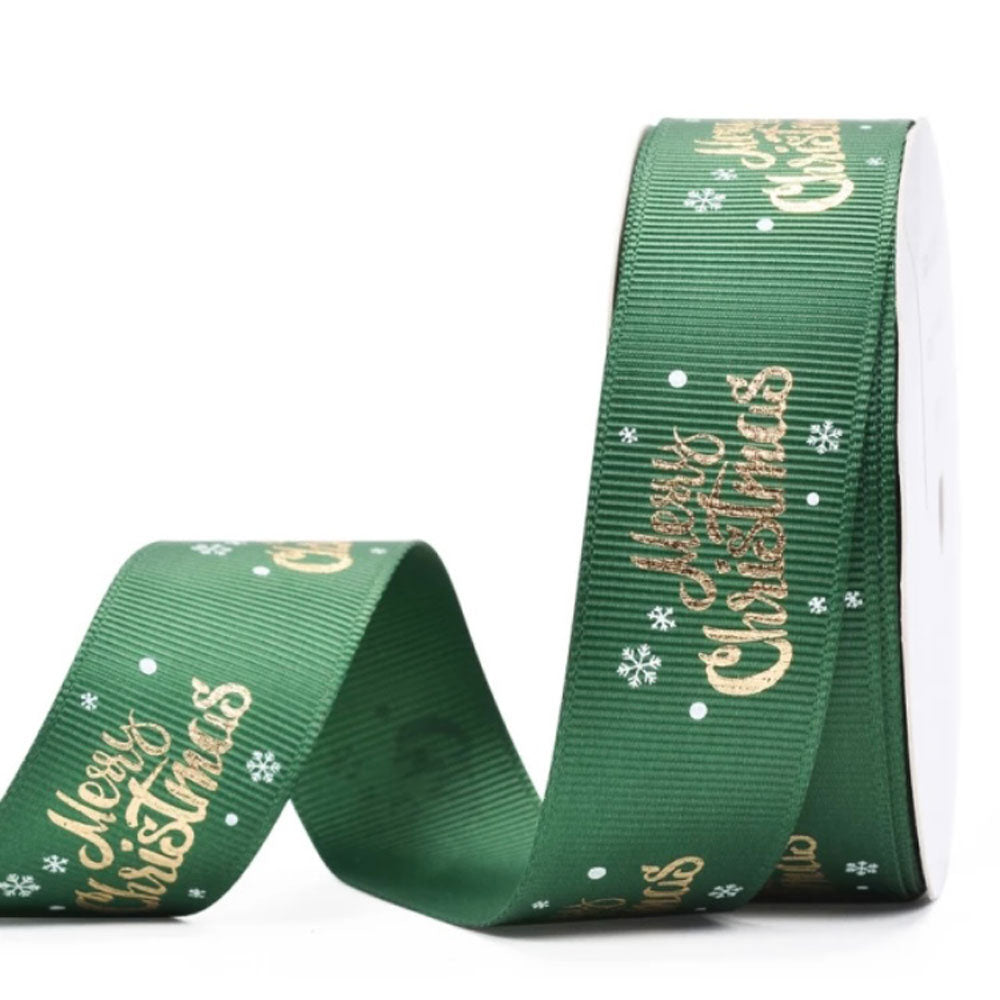 green merry christmas ribbon