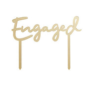 Gold acrylic engaged cake topper