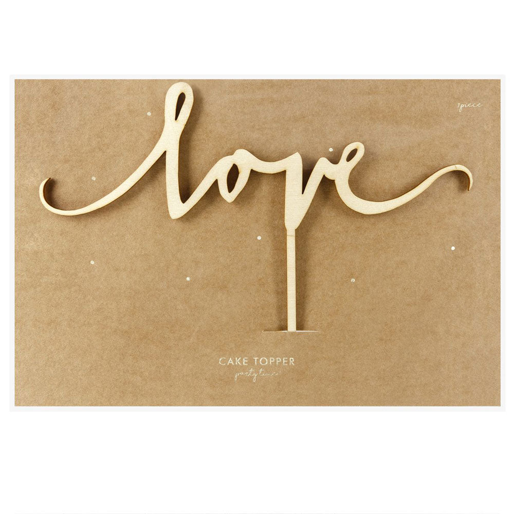 wooden love wedding cake topper