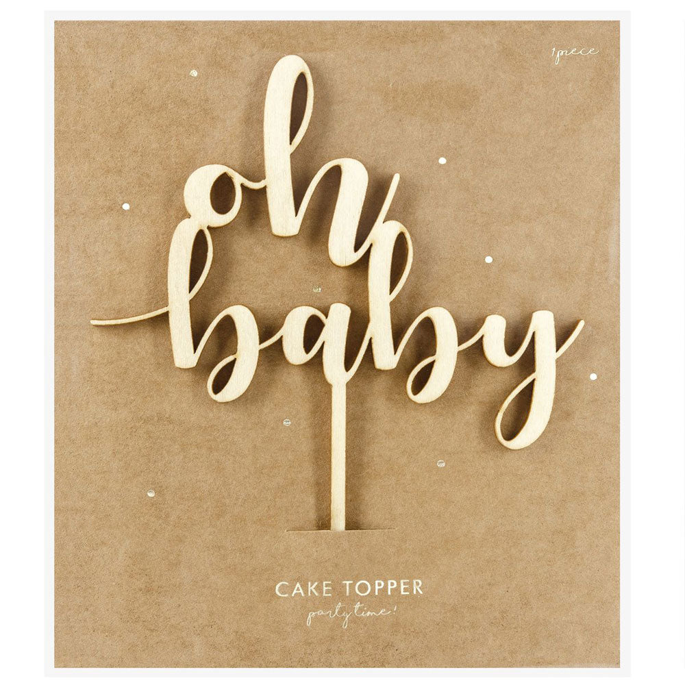 oh baby wooden cake topper