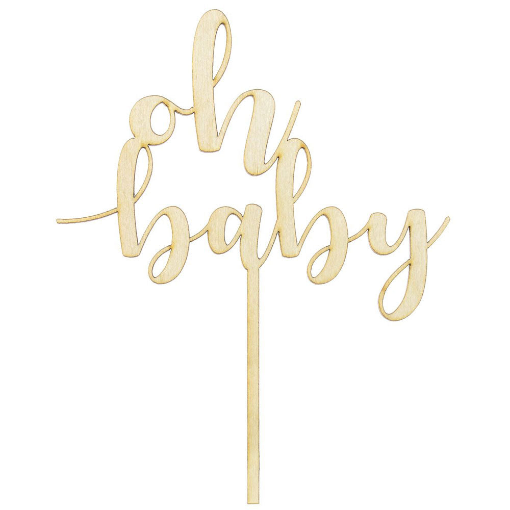 oh baby wooden cake topper