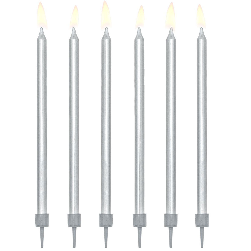 Party Deco Tall silver candles