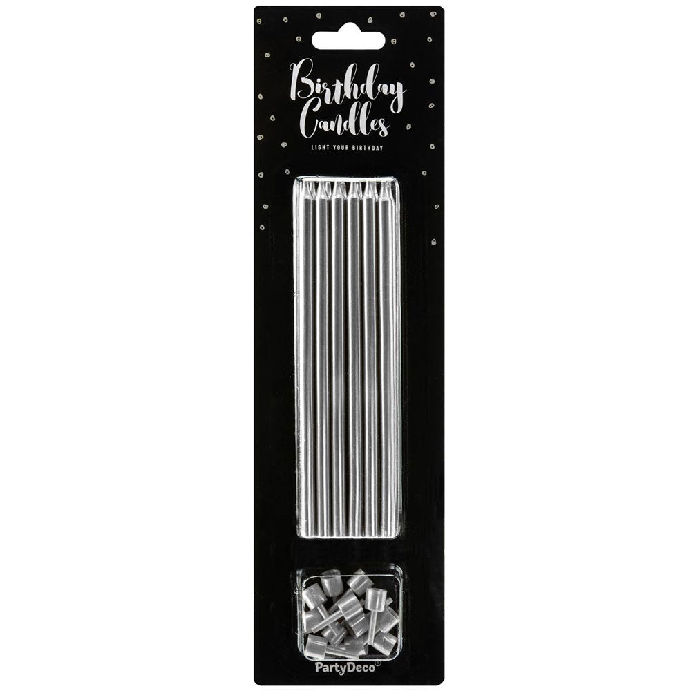 Party Deco Tall silver candles