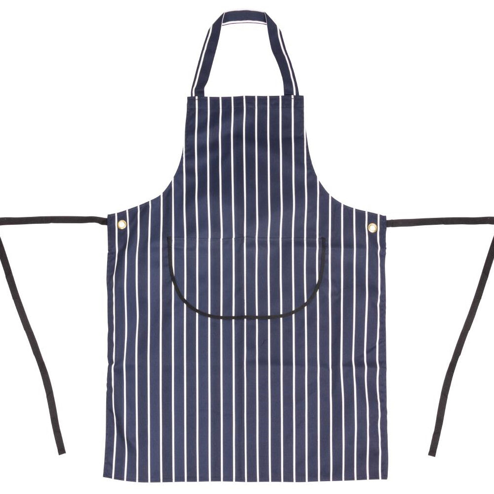apron navy stripe with pocket