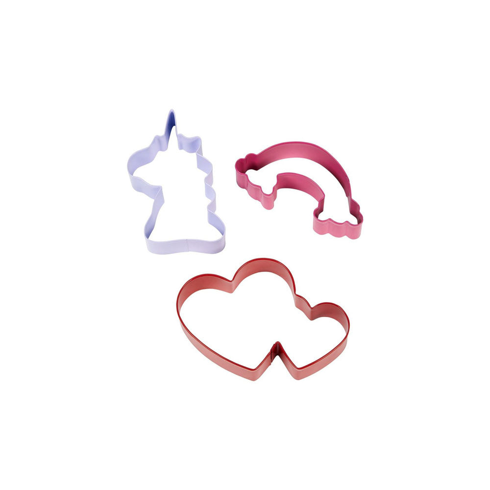 wilton magical cookie cutter set of 3 rainbow, heart and unicorn