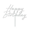 Happy Birthday cake topper glitter sliver