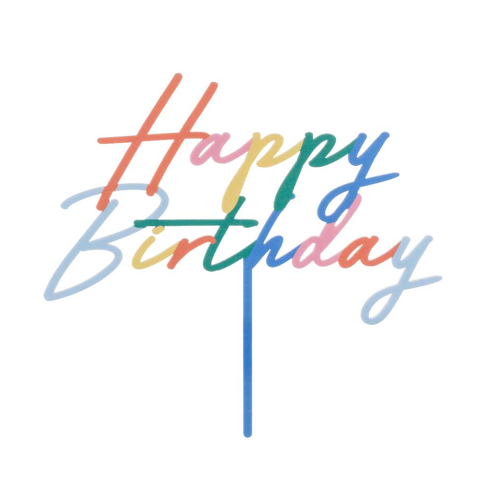 Happy Birthday Cake Topper Multicolour Rainbow