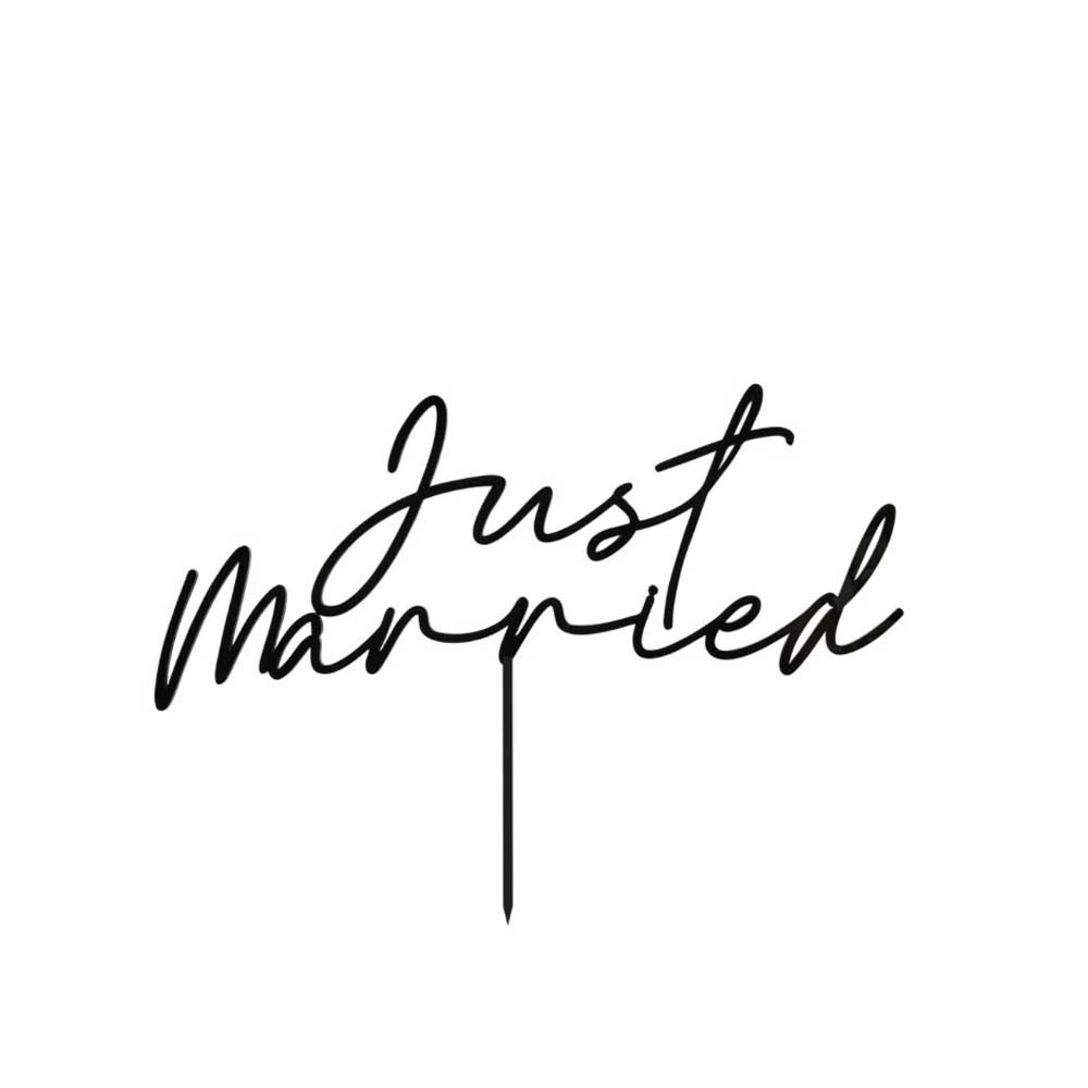 just married black acrylic wedding cake topper