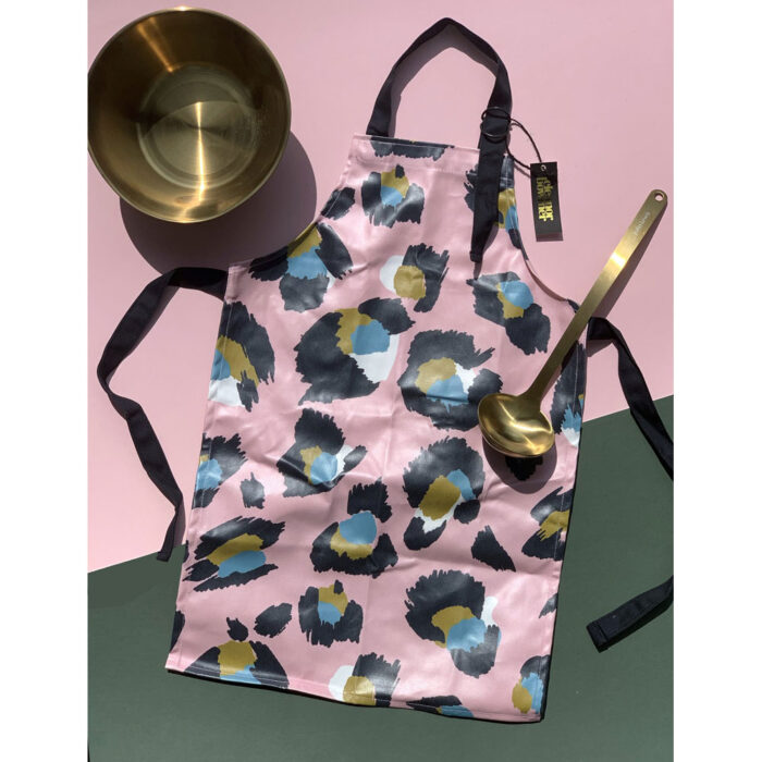 kids apron pink leopard print