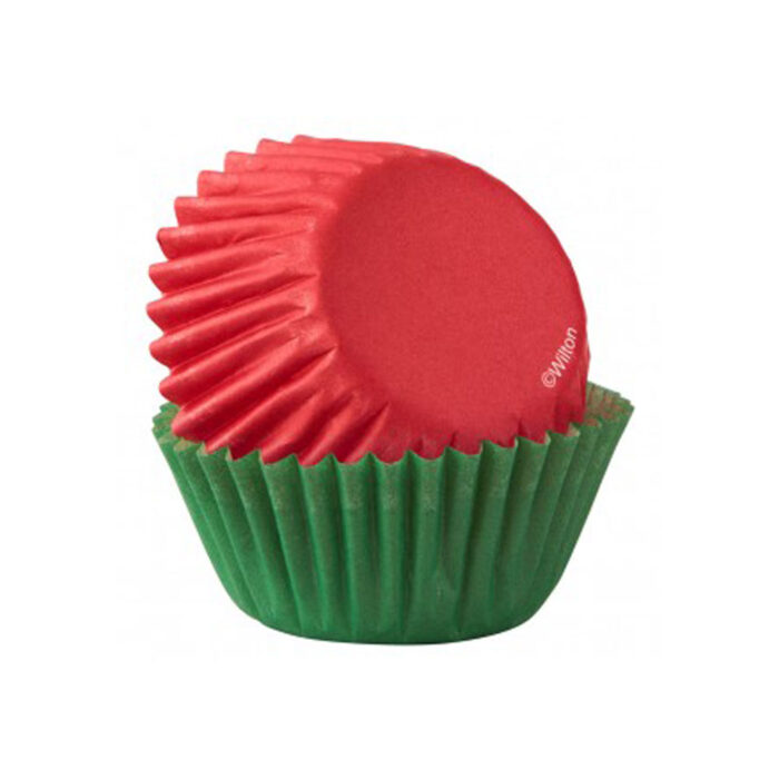 red and green mini cupcake cases
