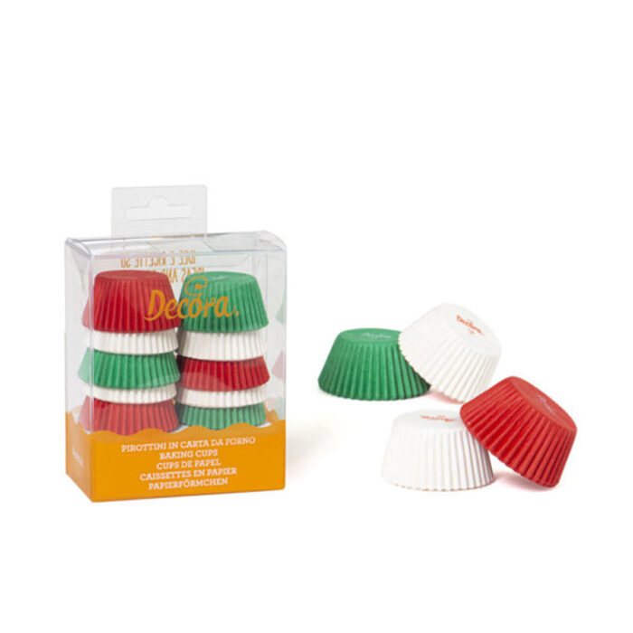 mini cupcake cases red, white and green