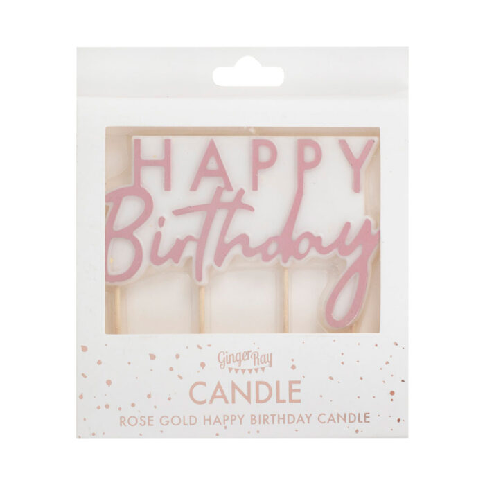 rose gold happy birthday candle ginger ray