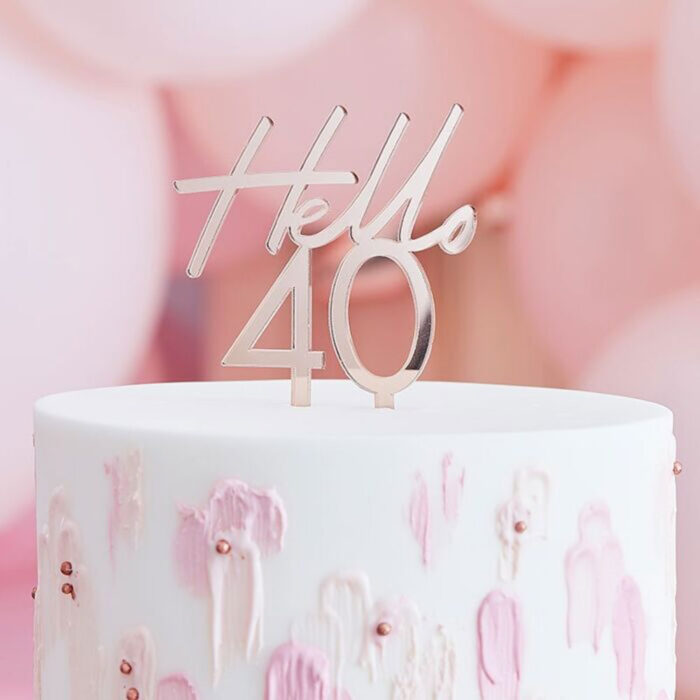 rose gold hello 40 birthda cake topper ginger ray