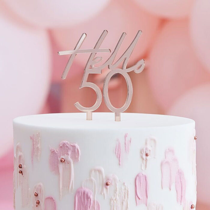 rose gold hello 50 birthda cake topper ginger ray
