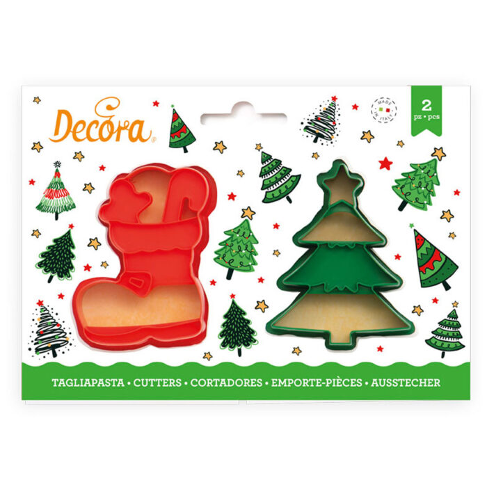 decora christmas cookie cutter boot and christmas tree
