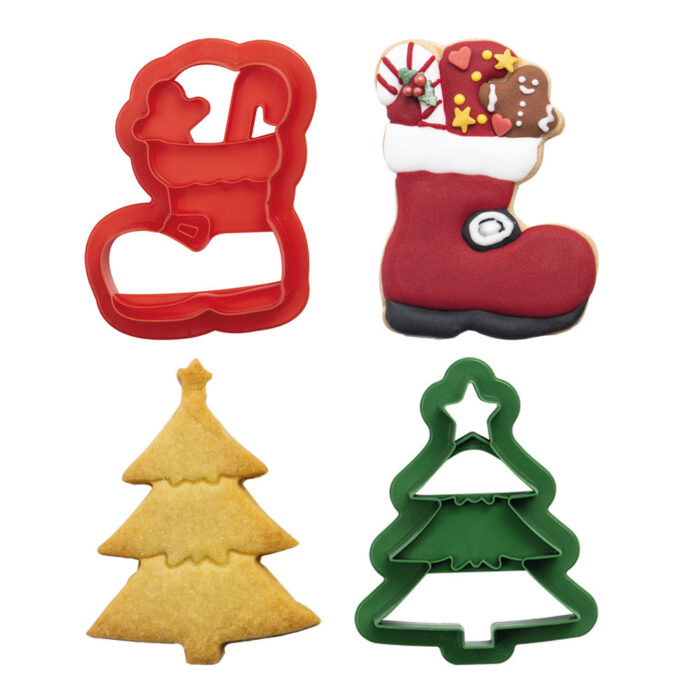 decora christmas cookie cutter boot and christmas tree