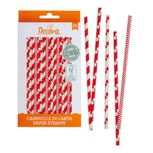 decora red and white straws