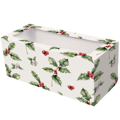 holly christmas log box