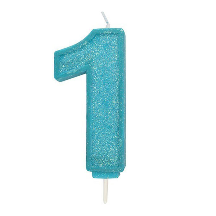 Blue Number Candle 1