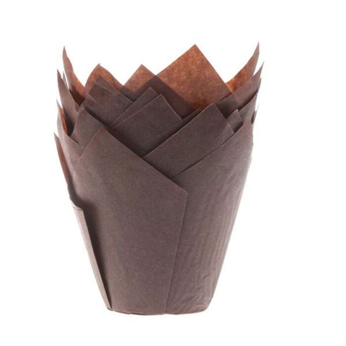brown tulip cupcake case