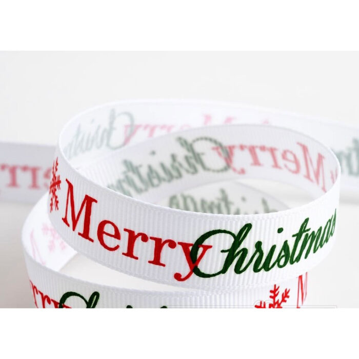 christmas ribbon white with merry Christmas