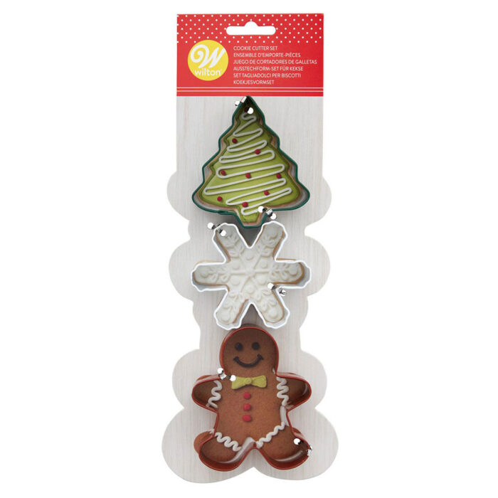 wilton christmas cookie cutters gingerbread man, christmas tree and snowflake