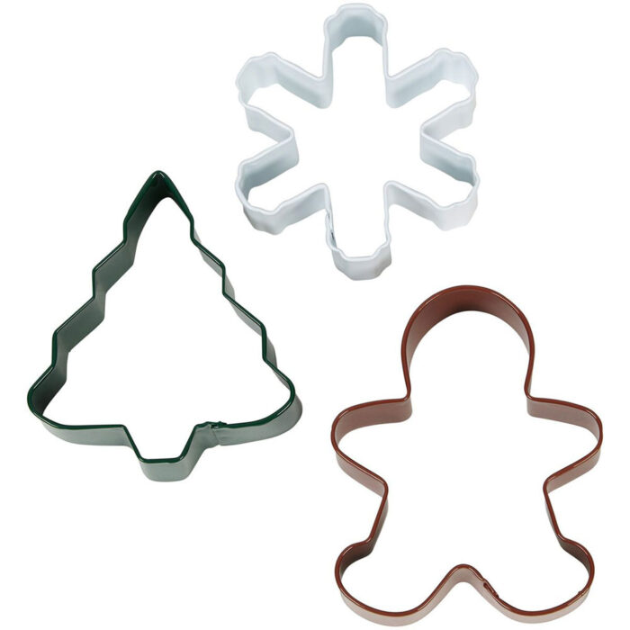 wilton christmas cookie cutters gingerbread man, christmas tree and snowflake