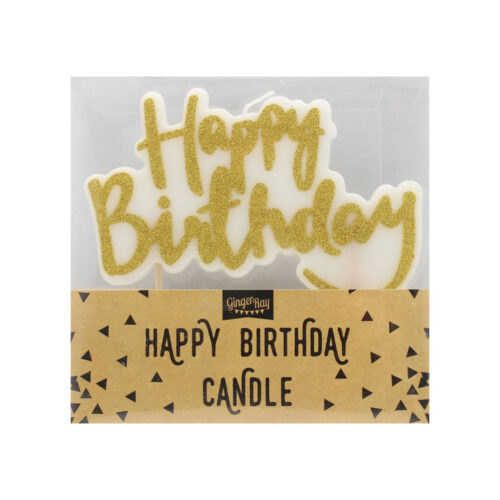 happy birthday candle gold glitter candle