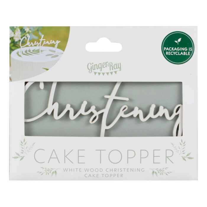 ginger ray christening cake topper wooden cake topper