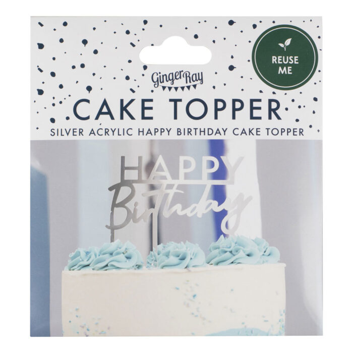 ginger ray birthday cake topper silver cake topper
