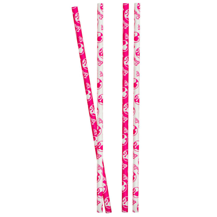 barbie pink paper straws