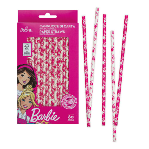barbie pink paper straws